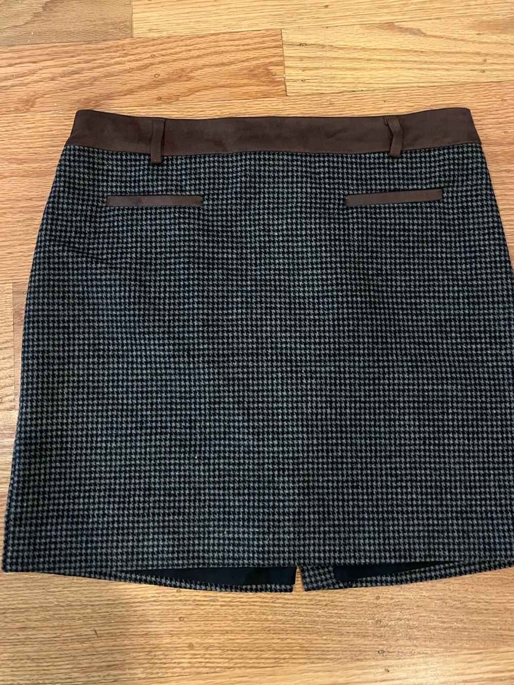 Catherine Malandrino Houndstooth Mini Skirt Brown Trim Size 8